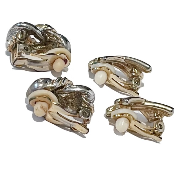 Vintage Clip On Earring Lot of 11 Pairs Rhinestone Gold Silver Blue Pink Black - Picture 15 of 16